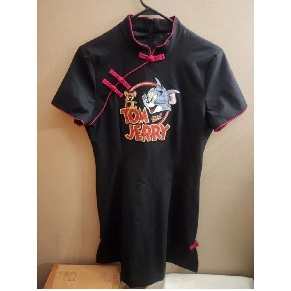 Peacebird X Tom and Jerry Disney Collection Black Mini Dress Lined Size XL NWT